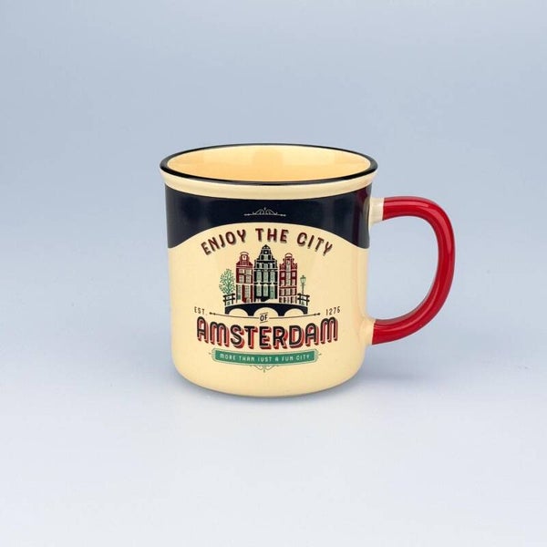 4682 - Beker vintage enjoy the city klein Amsterdam - blauw