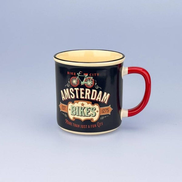 4683 - Beker vintage bikes klein Amsterdam - blauw