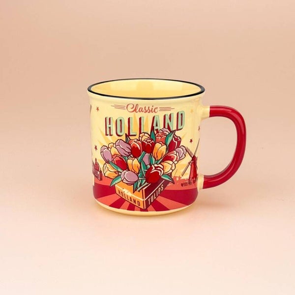 4684 - Beker vintage tulips klein Holland - geel