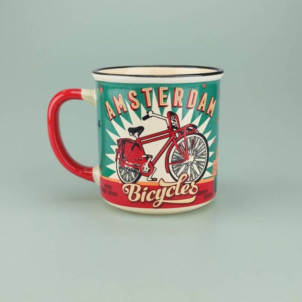 4685 - Beker vintage canals & bike klein Amsterdam - turquoise