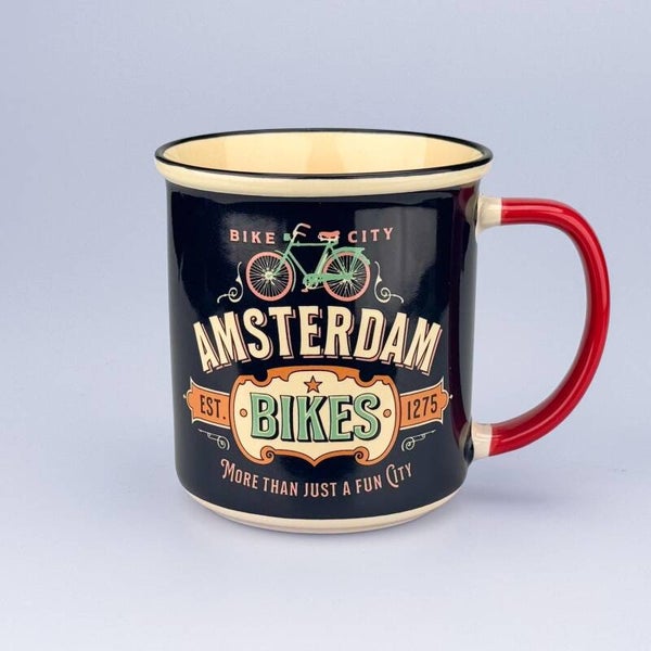 4710 - Beker vintage bikes Amsterdam - blauw