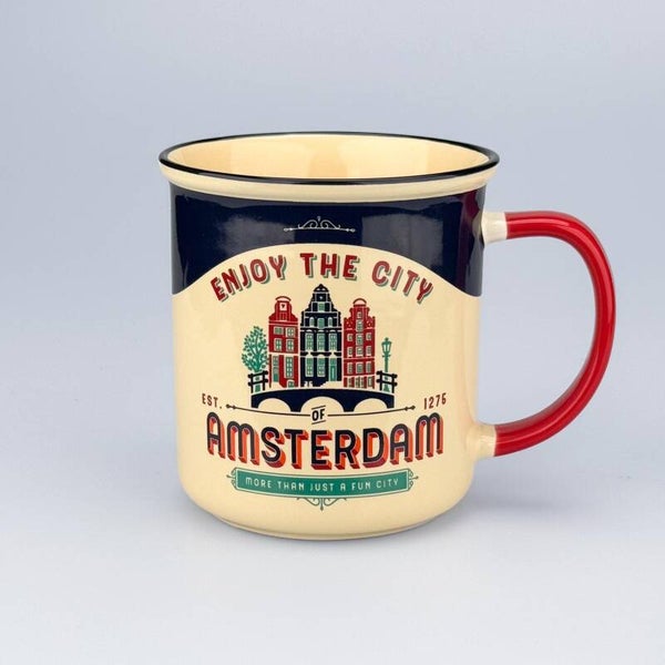 4711 - Beker vintage enjoy the city Amsterdam - blauw