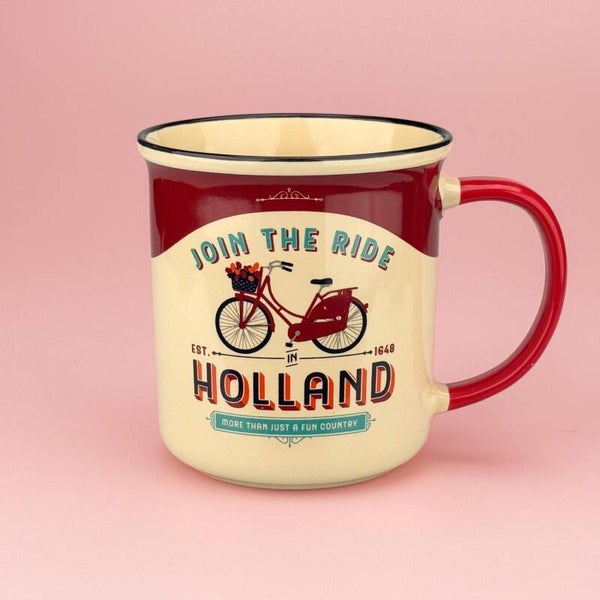 4713 - Beker vintage join the ride Holland - rood
