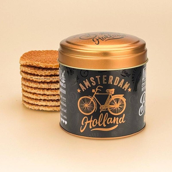 4756 - Blik stroopwafels zwart/goud Amsterdam - zwart