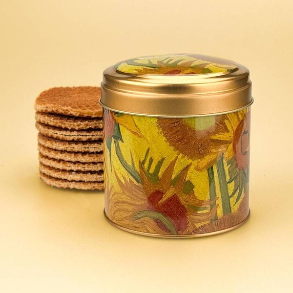 4763 - Blik stroopwafels 'van Gogh' - zonnebloemen