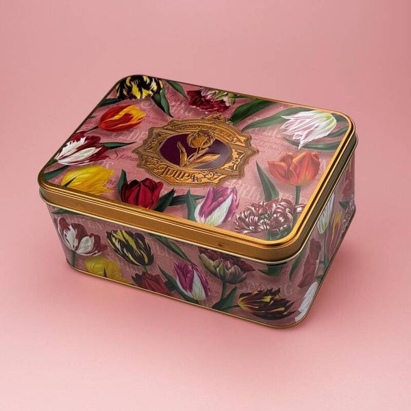 4793 - Speculaasblik 'pretty tulips' incl. speculaas - roze