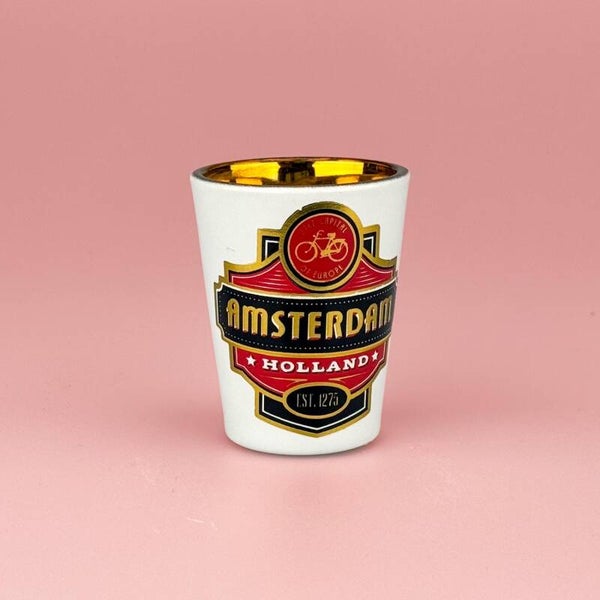 4950 - Shotglas met goudfolie Amsterdam - rood