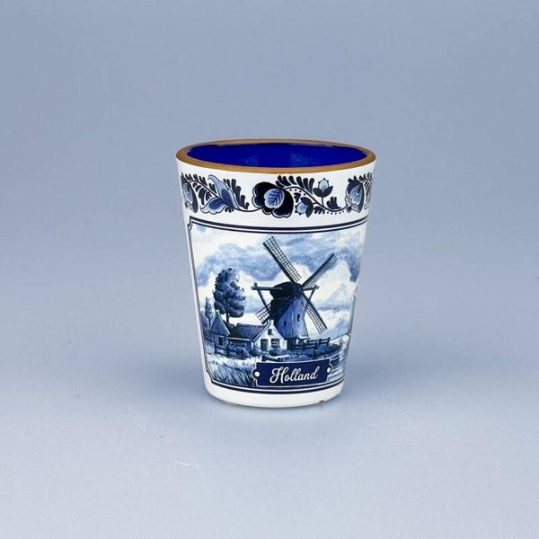 4955 - Shotglas molen Holland - delftsblauw