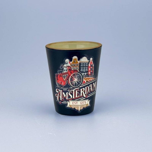 4957 - Shotglas vintage city ornaments Amsterdam - blauw