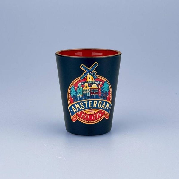 4960 - Shotglas vintage round label Amsterdam
