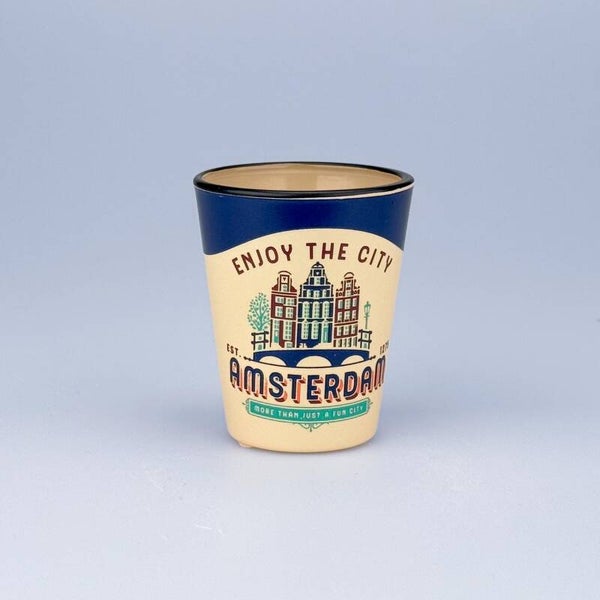 4962 -  Shotglas vintage enjoy the city Amsterdam - blauw