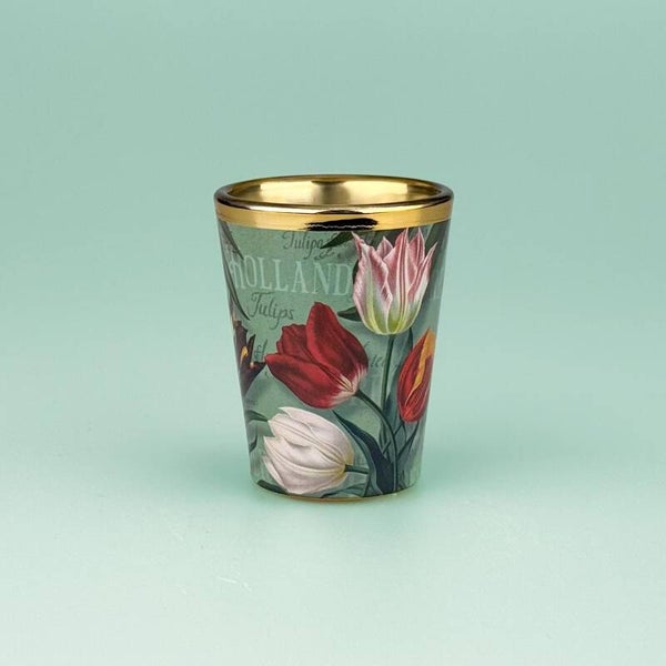 4965 - Shotglas 'pretty tulips' - groen