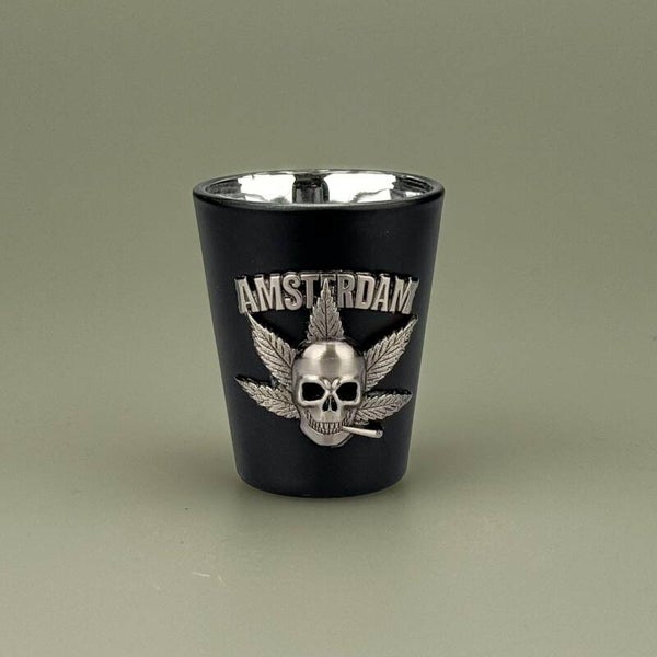 4967 -  Shotglas metaal skull Amsterdam - zwart