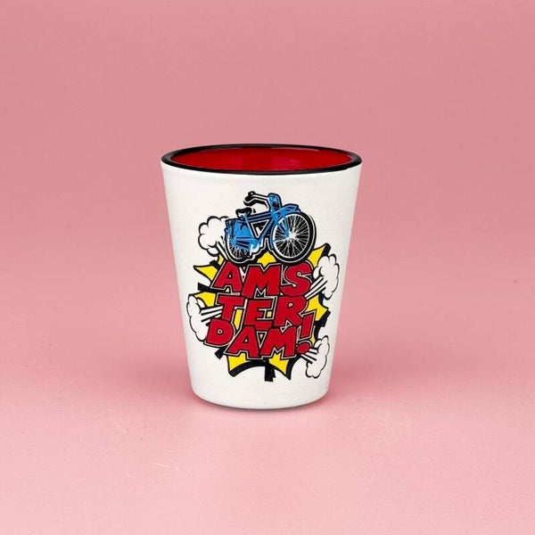 4978 - Shotglas pop-art Amsterdam - rood