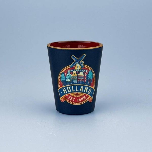 4989 -  Shotglas vintage round label Holland