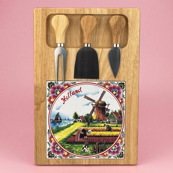 5343A - Kaasplank met mesjes 20x30 cm Holland - multicolor