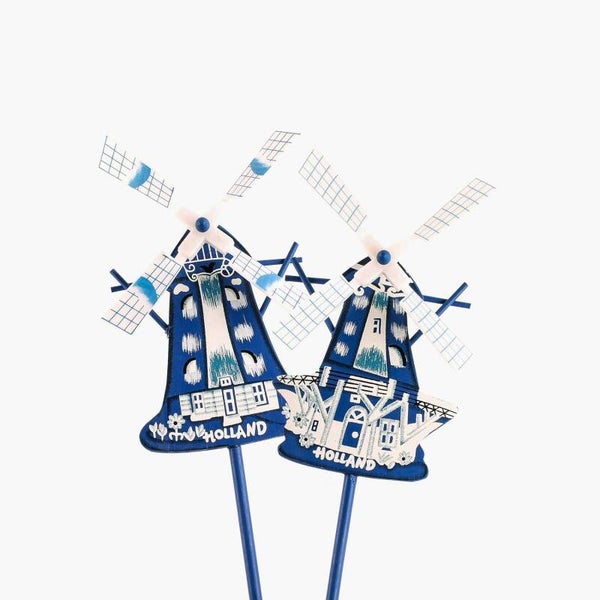 5429 - Molen op stok hout assorti - delftsblauw