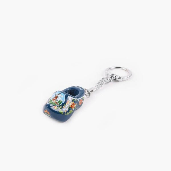 5903 - Sleutelhanger klomp hout 4 cm Holland - blauw