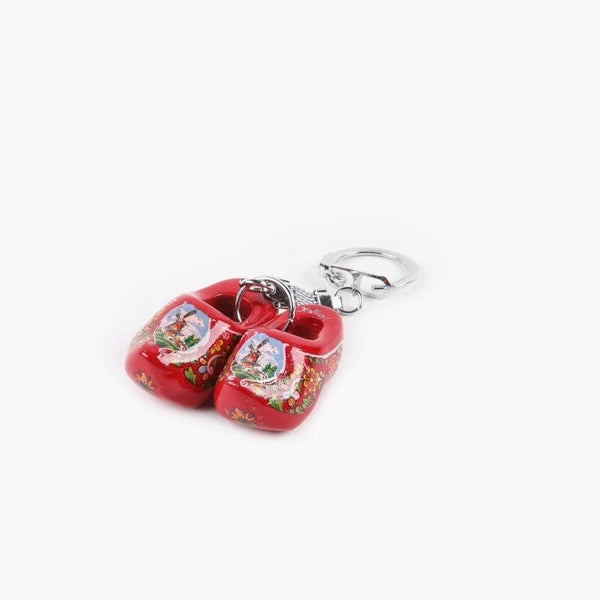5915 - Sleutelhanger klomp hout Holland - rood 4 cm