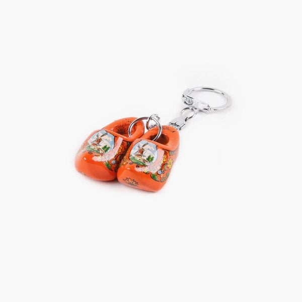 5921 - Sleutelhanger klomppaar hout 4 cm Holland - oranje