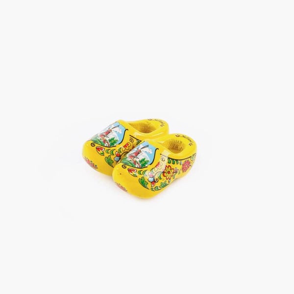 5932 - Magneet klomppaar hout 5 cm Holland - geel