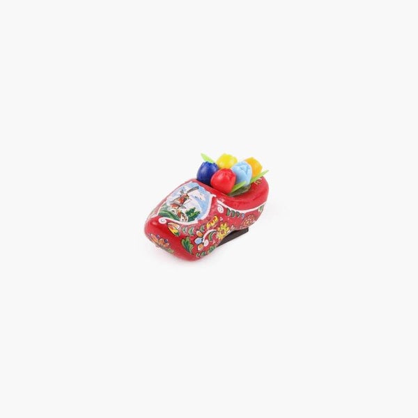 6320 - Magneet klomp hout met tulpjes 5 cm Holland - rood