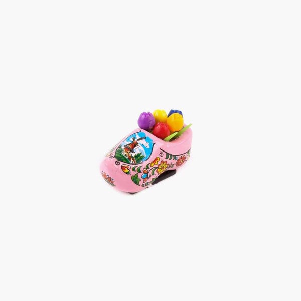 6328 - Magneet klomp hout met tulpjes 5 cm Holland - roze
