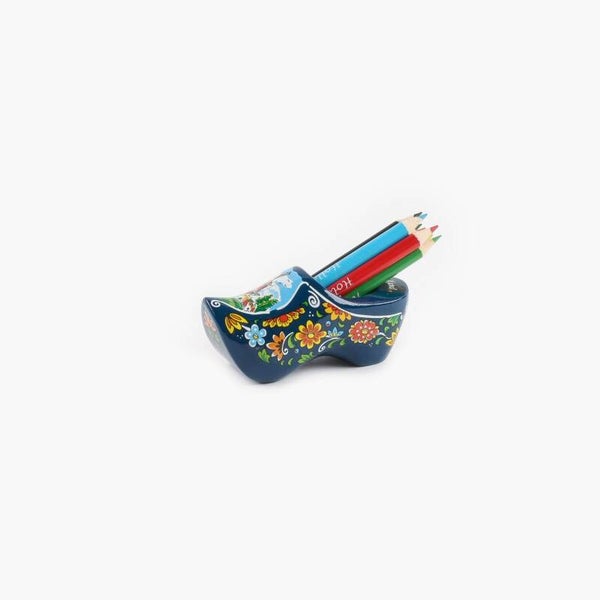 6353 - Houten klomp met kleurpotloden en slijper Holland - blauw
