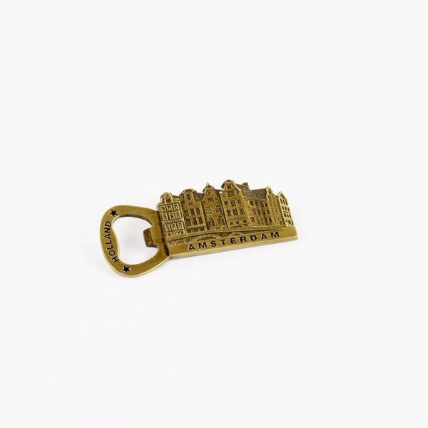 6500 - Magneet opener grachtenhuisjes Amsterdam - brons