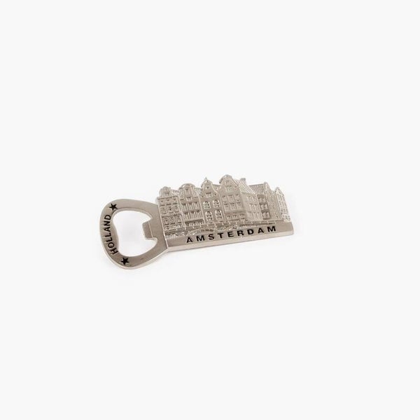 6501 - Magneet opener grachtenhuisjes Amsterdam - zilver