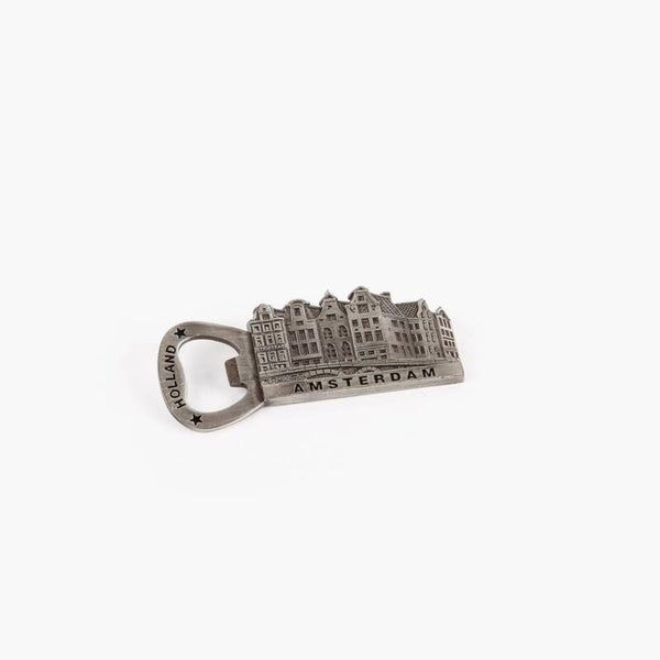 6502 - Magneet opener grachtenhuisjes Amsterdam - tin