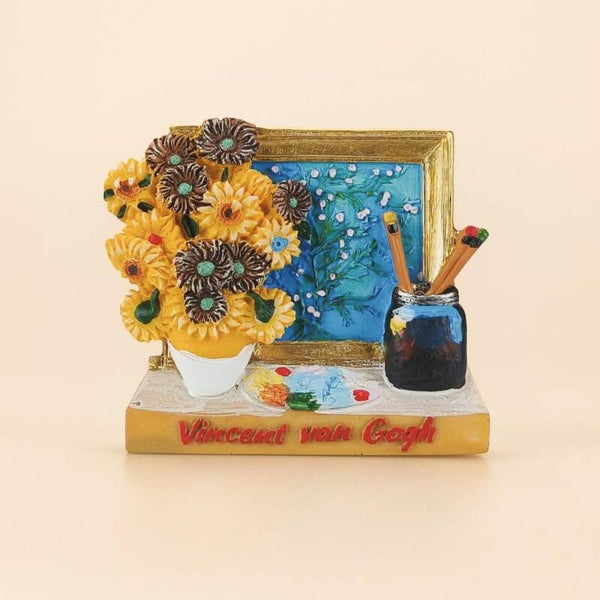 6814 - Magneet polystone 3d schilderijen van gogh palet en penselen