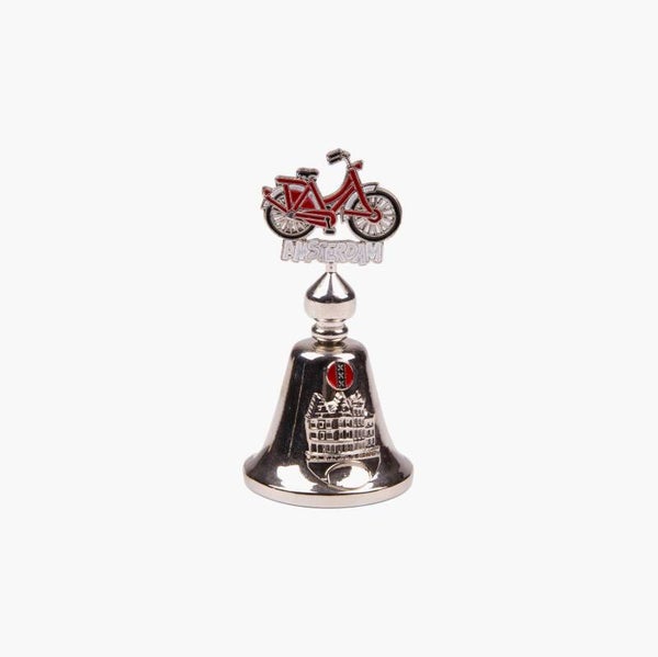 6911 - Tafelbel fiets Amsterdam - zilver/rood