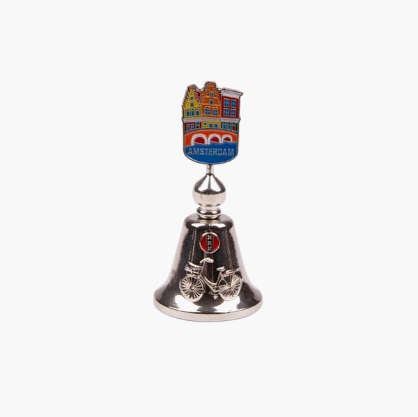 6912 - Tafelbel grachtenhuisjes Amsterdam - zilver