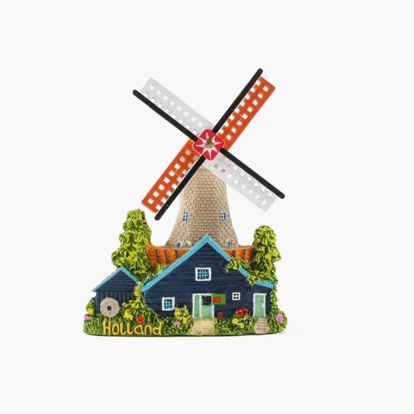 7926 - Magneet polystone stellingmolen met huisje - grijs
