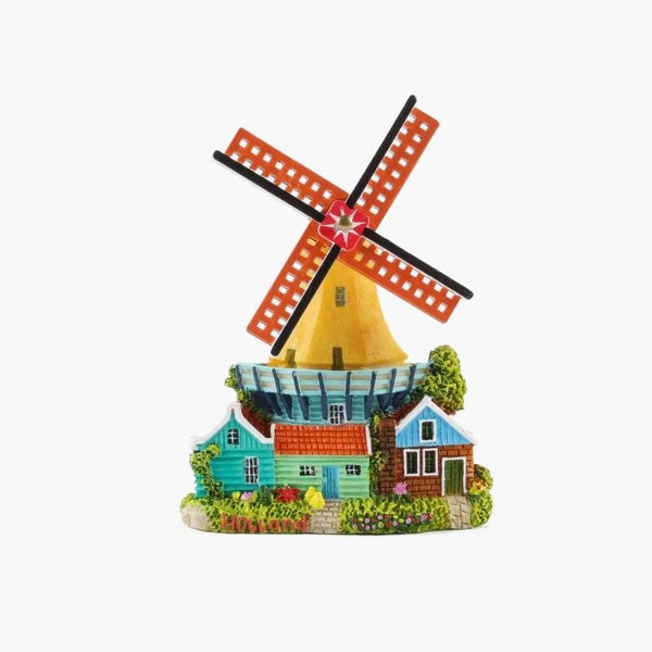 7927 - Magneet polystone stellingmolen met huisje - geel