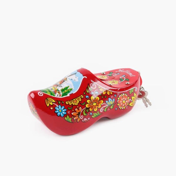 8315 - Spaarpot houten klomp 15 cm Holland - rood