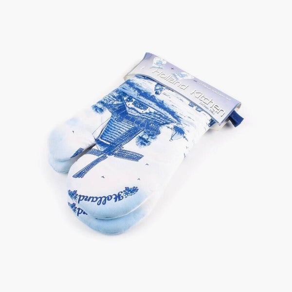 8541 - Ovenhandschoenen molen Holland - delftsblauw