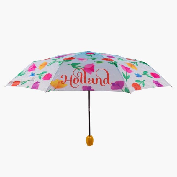 8654 - Paraplu tulpen design Holland - roze/wit