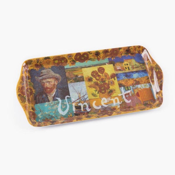 8677 - Dienblad melamine 'van Gogh' 30x15 cm - zonnebloemen