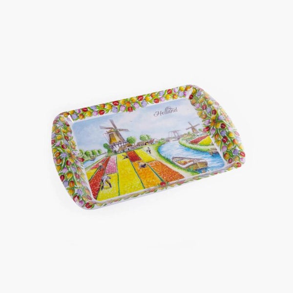 8681 - Dienblad melamine tulpenveld 36x24 cm Holland