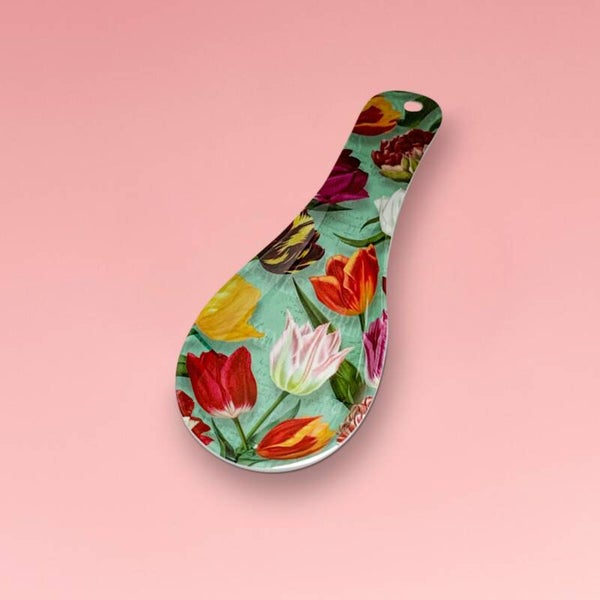 8710 - Lepelhouder melamine 'pretty tulips' - groen