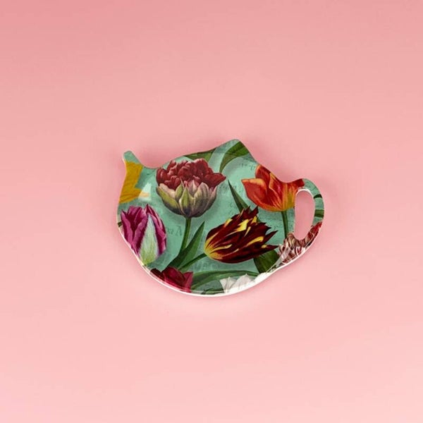 8711 - Theezakjeshouder melamine 'pretty tulips' - groen