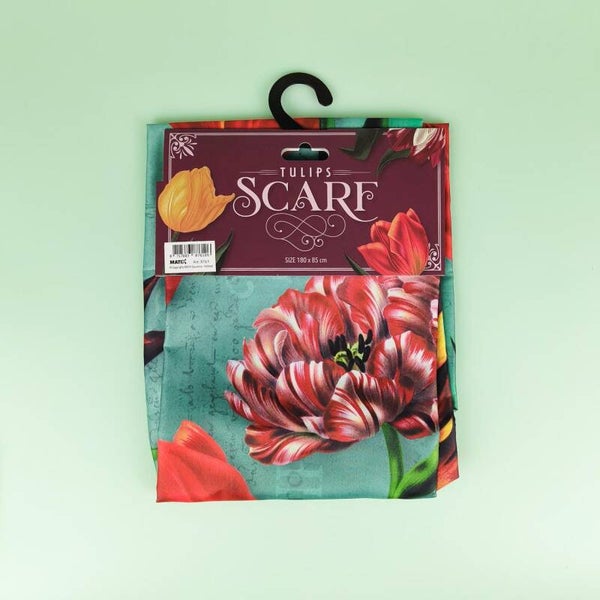 8760 - Sjaal 'pretty tulips' - groen