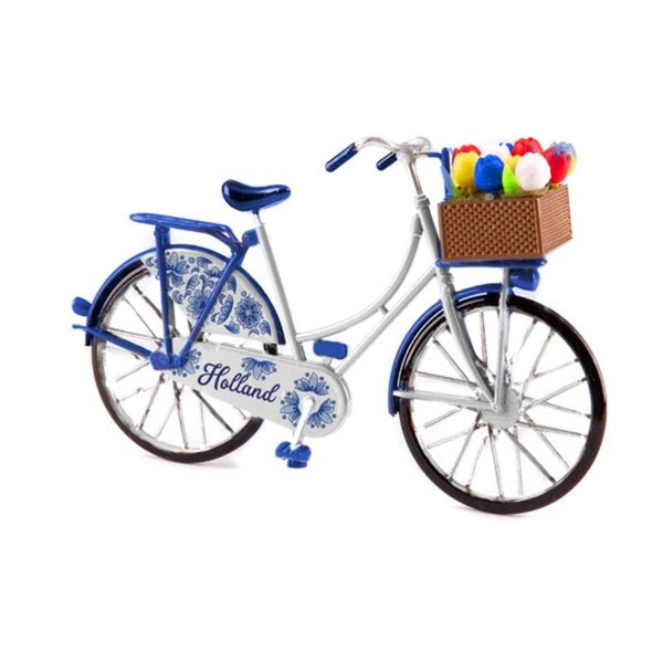 9323 - Fietsje met tulpen 8 cm - delftsblauw