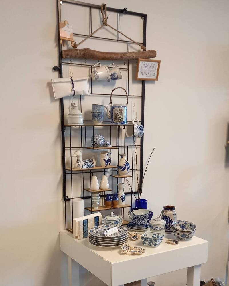 vintage brocante blauw wit