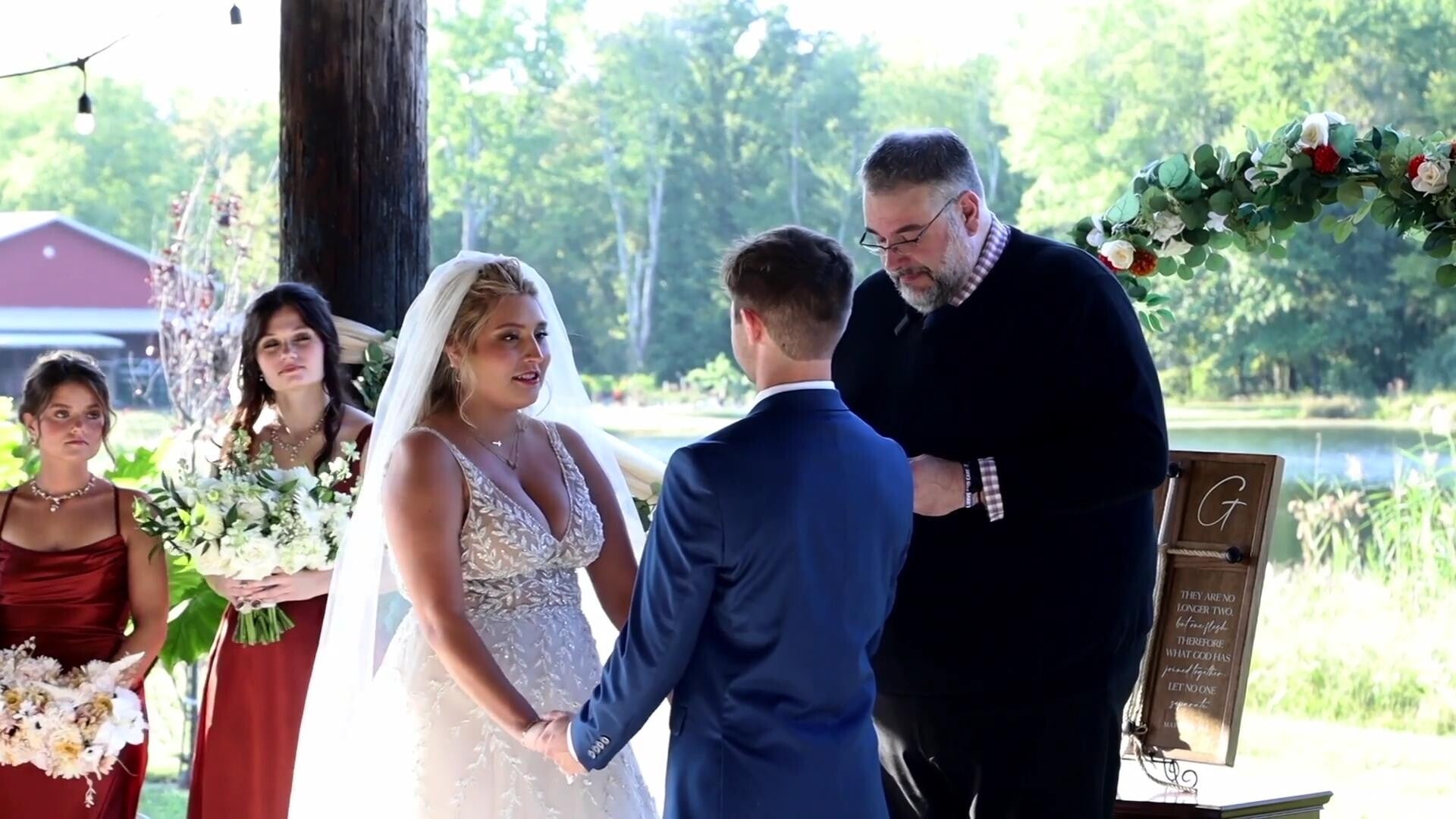Wedding ceremony at Black Horse Barn in Lynnville, Indiana