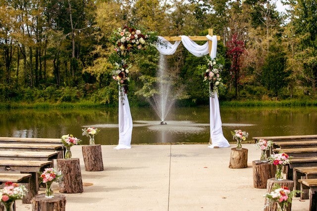 Wedding ceremony at Black Horse Barn in Lynnville, Indiana