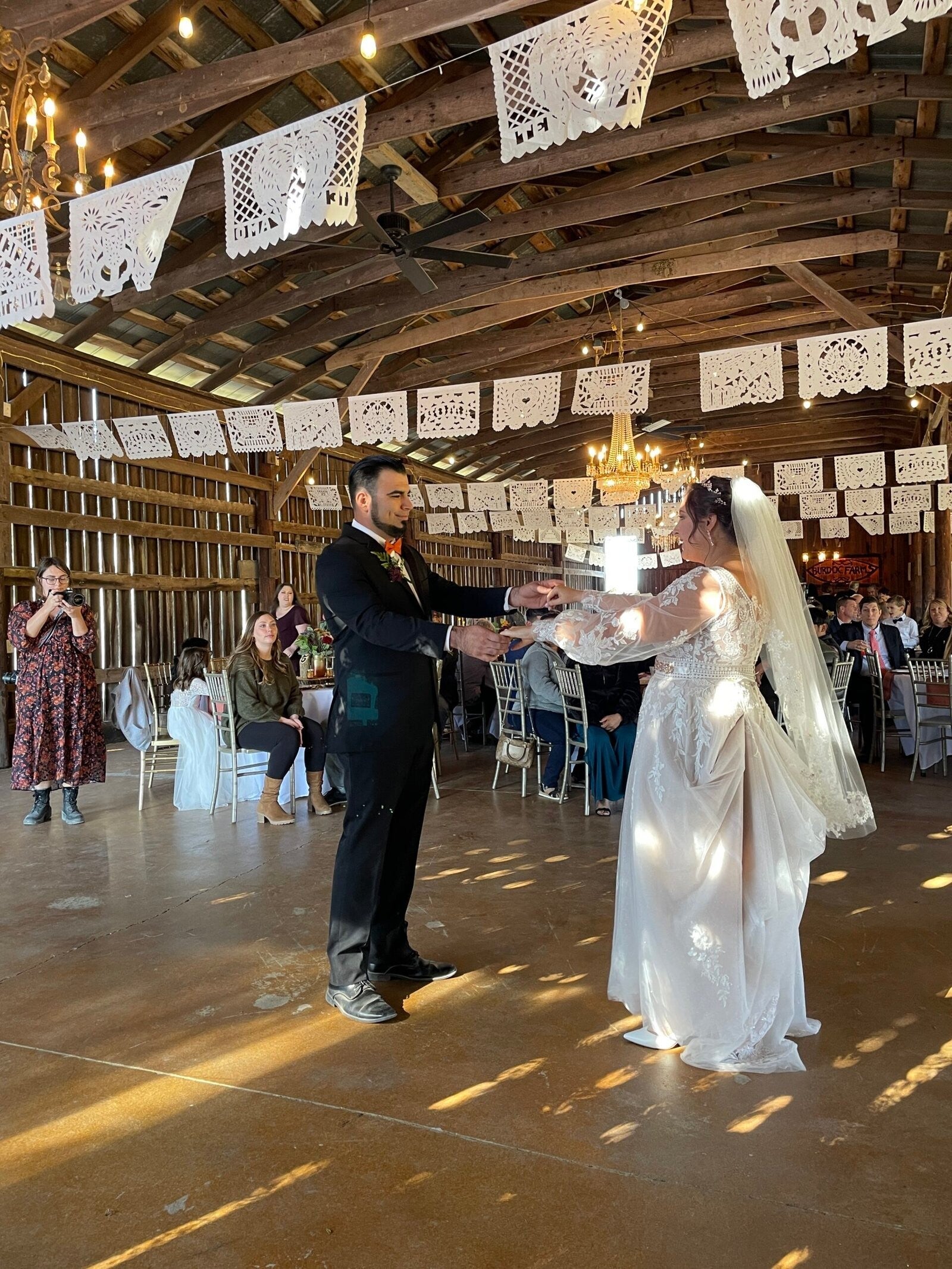 Wedding reception and dance floor at Black Horse Barn in Lynnville