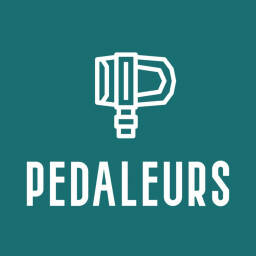 Logo van de Pedaleurs podcast die te beluisteren is op Spotify